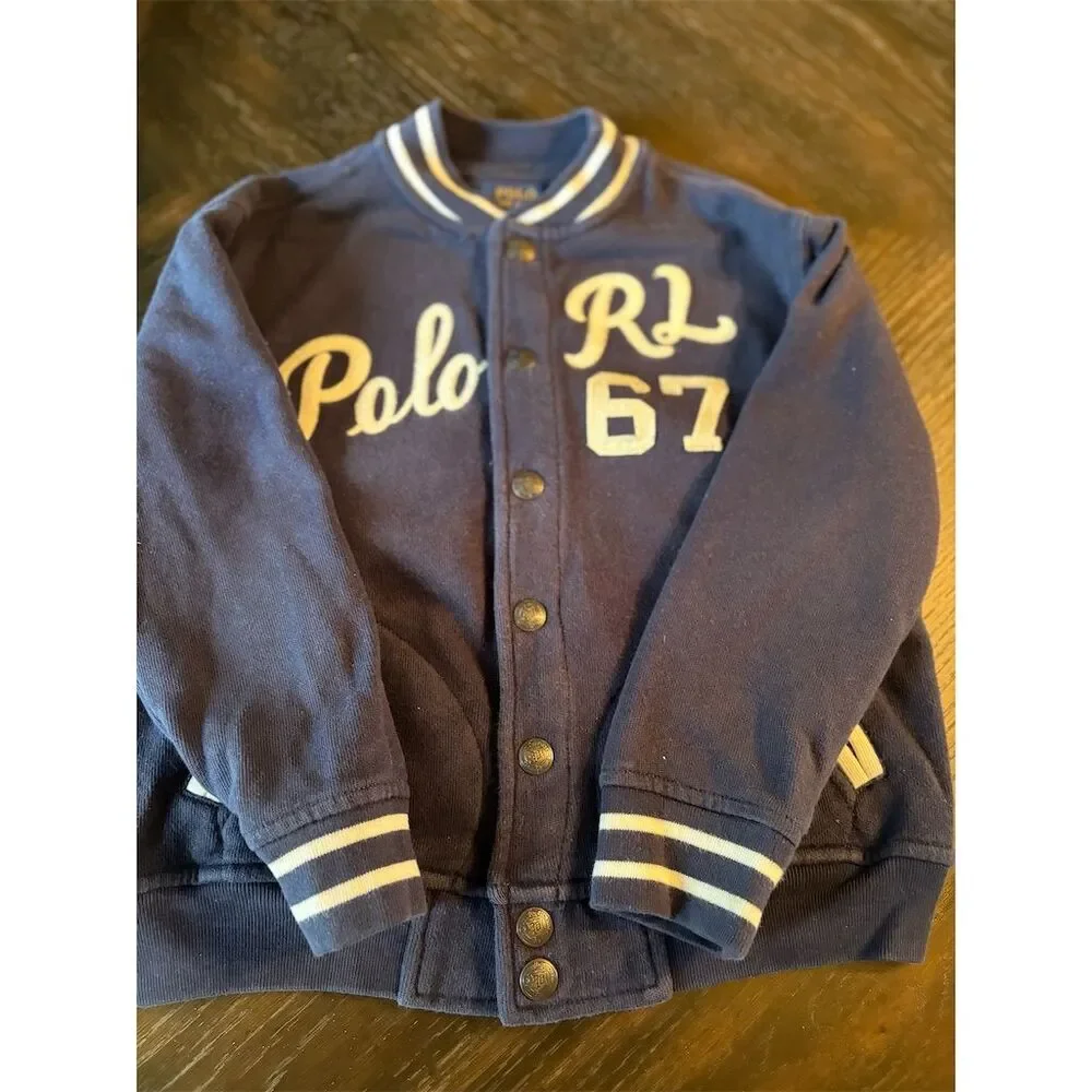 Polo Ralph Lauren Kids Varsity Jacket Blue Size 6‎  Snap Closure
